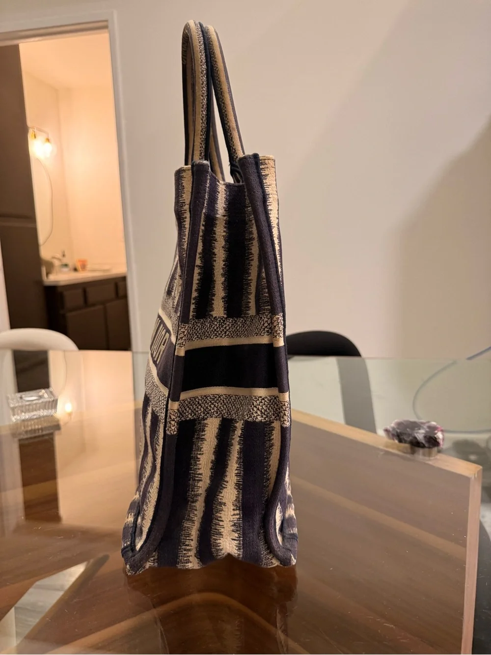 Dior Navy and Cream D Stripes Book Tote